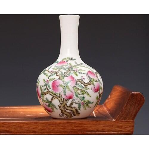 5 Antique Republic of China porcelain vase,Pastry nine peach bottle,hand painted crafts,Decoration,Collection&Adornment
