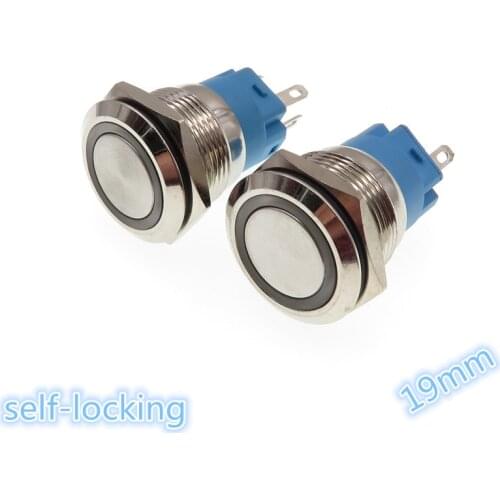 5 set Angel Eyes Car Auto Metal LED Power Push Button Switch Latching Type On-off 3v 5v 6v 12v 24v 48v 110 220v 19mm Waterproof