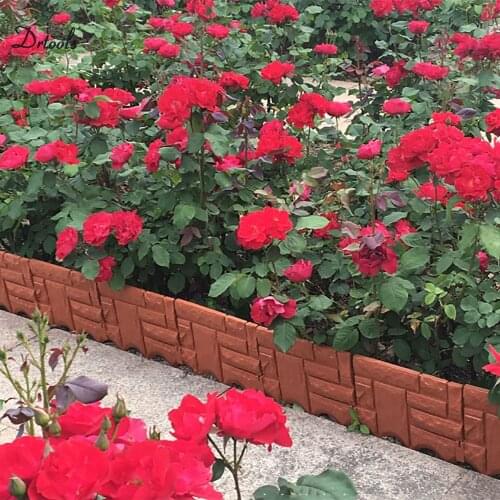 6Pcs Garden Brick Cement Fence Cement Stone Mold Concrete Flower Courtyard Lawn Mould Imitation stone plastic fence GT116