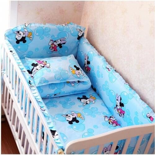 Promotion! 6PCS Cartoon Cot Bedding Set for baby gift/nursing set juego de cama (4bumpers+sheet+pillow cover)