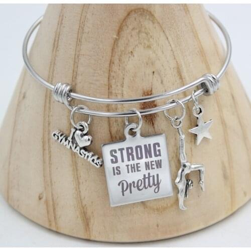 Fitness GYM Gymnastics Bracelet Women Jewelry Gifts Bijoux Stainless Steel Expdanble Bangle