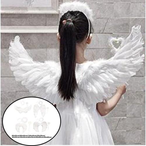 Angel Wing Child Feather Wing Kids Angel Costumes Child Girls Angel Feather Wing Performance Costumes Accessory for Boys Girls
