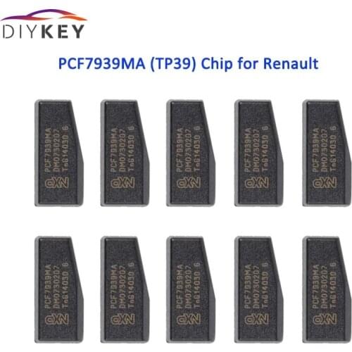 DIYKEY 10PCS Original Auto Car Key Carbon Transponder Chip Blank PCF7939MA (TP39) for Renault Dacia Duster Logan Sandero