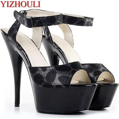 Elegant Princess Style 15cm Black High Heel Shoes Platform Sandals, Pole Dance Shoes, Wedding Shoes, Dress Shoes