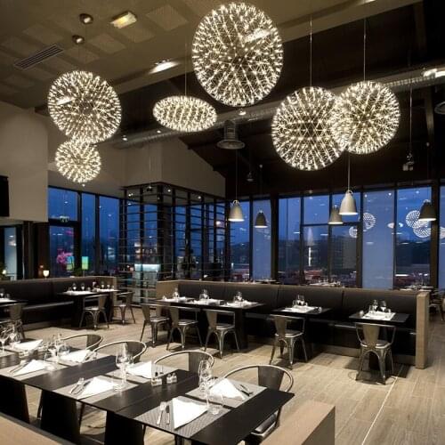 Stainless steel fireworks light ball LED bulb lamp chandelier lighting restaurant villa hotel project lighting 110-240V