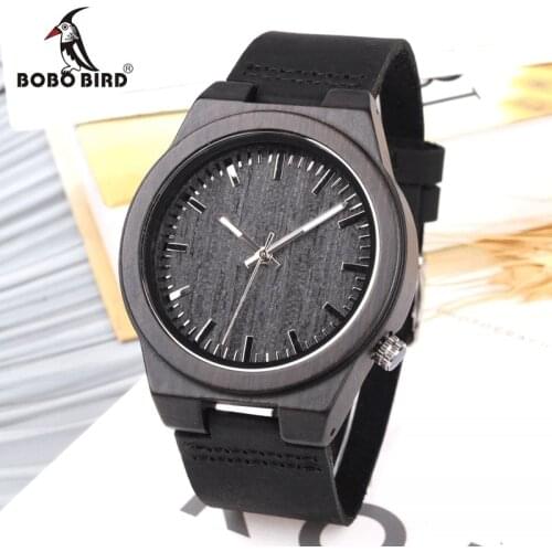 Hot Selling BOBO BIRD Wood Watch Men Quartz Genuine Leather Strap WristWatches relogio masculi Accept logo Customize B-B12