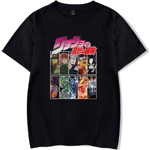 JoJo Anime Manga T Shirt Role Printing Cartoon Nice Loose T-shirt Men Cotton Tee Shirt