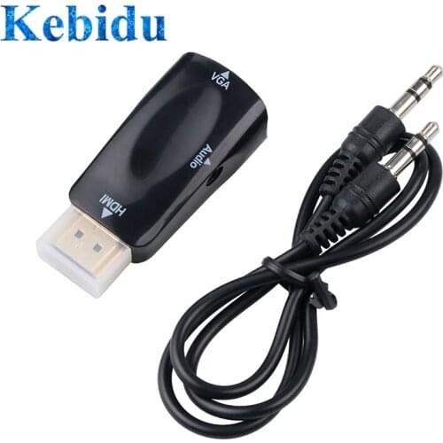 Kebidu HDMI-compatible To VGA Converter With Audio Cable For PC Laptop Male to Female Support HD 1080P Wholesale