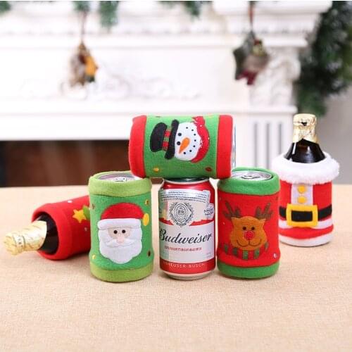 Bottle Cover Wine Bottle Cover Coke Soda Bottle Cover Creative Christmas Decorations Brushed Fabric Beverage Bottle Cover