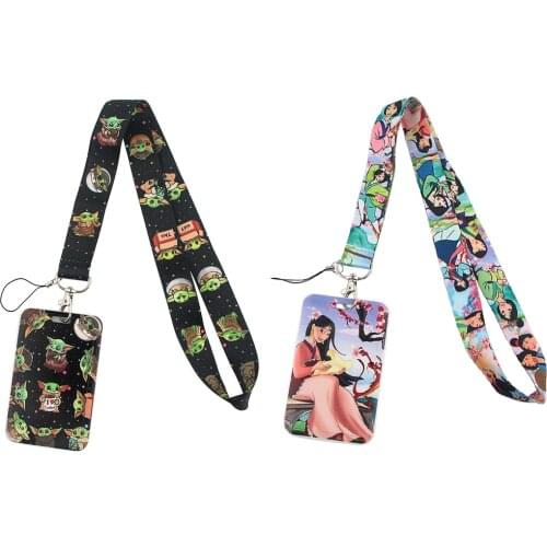 CB1023 Cute Alien Women Lanyard Card Holder Student Hanging Neck Phone Lanyard Badge Subway Access Card Holder Accessories