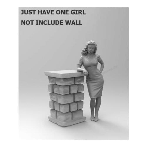 New Unassembled 1/35 French Lady Leaning (NOT HAVE WALL ) Resin Figure Unpainted Model Kit