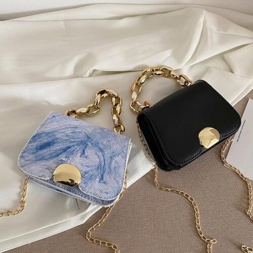 New Design Bags for Women Retro Solid Color Chain Portable Crossbody Mini Bag Thread Hasp Pu Leather Small Messenger Square Bags