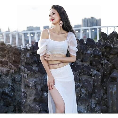 New style belly dance practice clothing simple and elegant Fan Dongfang dance practice class clothing group clothing suit