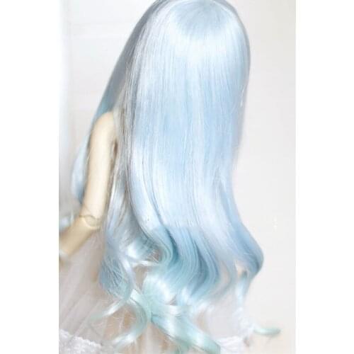 BJD Doll Wig suitable for 1-31-4uncle High Temperature Silk Mermaid blue daily long curly hair doll accessories