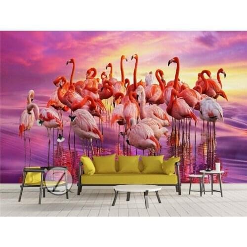 Custom Wallpaper 3d Photo Mural Childrens Room Beautiful Fashion Flamingo Sea Creative Living Room Wall 8d Wallpaper