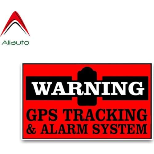 Aliauto Warning Car Sticker Bold Red Decals GPSTracking and Alarm System Decal Sunscreen Reflective PVC Accessories,14cm*8cm