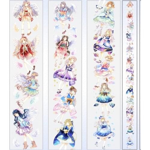 Fairy Wing Girl Clear Pet Tapes for Card Making Bullet Journal DIY Scrapbooking Label Stickers