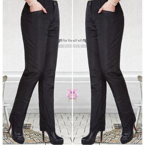 Middle-aged Women Down Pants Winter Warm White Duck Down Trousers Casual Loose Straight-leg Pants Mother Clothing Winter Pants