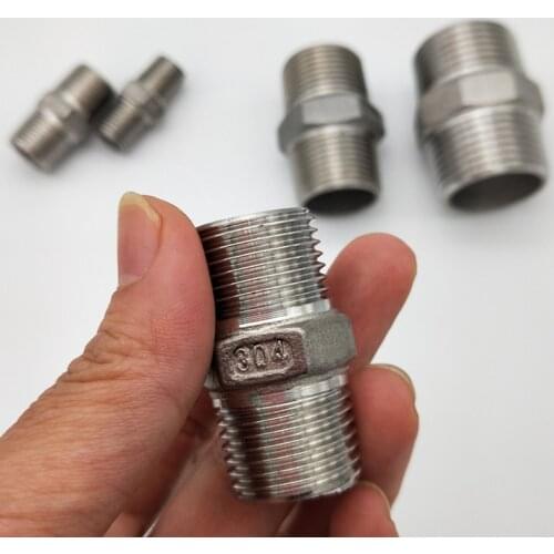 1/8" 1/4" 3/8" 1/2" 3/4" 1" 1-1/4" 1-1/2" BSP Male to Male Thread Hex Nipple Threaded Reducer Pipe Fitting Stainless Steel 304