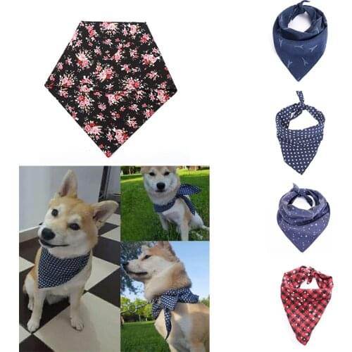 4 Models Dog Bandana Cotton Scarf Bib Flower Grooming Fashion Accessories Triangular Collar Small Medium Large Pet Design