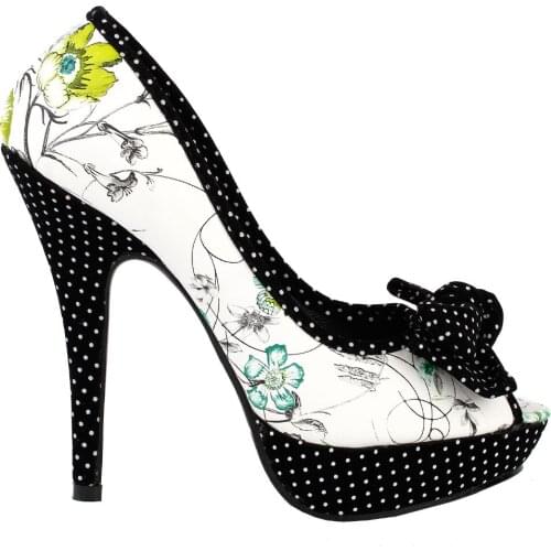 LF30476 Sexy Bow Multicoloured Floral Polka Dot Platform Party Pumps Size 4/5/6/7/8/9/10