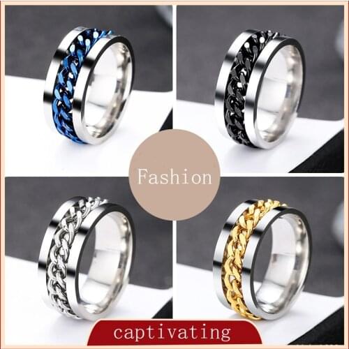 Turn The Chain Ring Titanium Steel Cool Ring Unisex Stylish Multipurpose Simple Fashion Arresting Rotary Finger Ring Male/Female