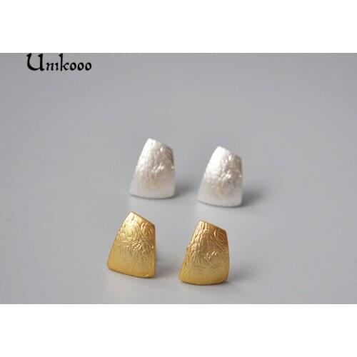 New Gold Metal Earrings For Women Girls Vintage Earrings Accessories Female Vintage Matte Gold color Earrings 925 Silver Tip