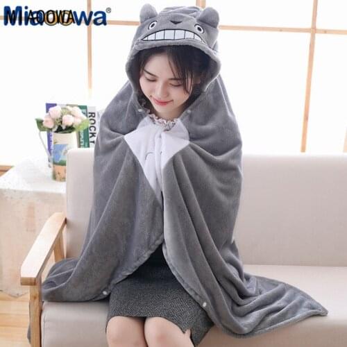 1pc Cute 145/165cm Totoro Cloak Plush Toy Soft Home Lazy Nap Blanket handsome Animal Kawaii Children Funny Creative Gift