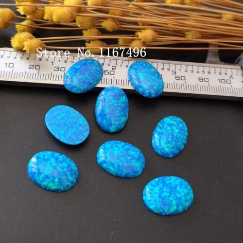 10pcs/lot 13x18mm Oval Cabochon Opal Synthetic Blue Oval Cabochon Fire Opal Stone for DIY Jewelry