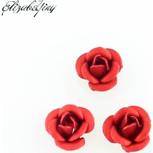 10pcs/lot Red Pink Green Gold Blue Metal Flower Floating Charms For Living Glass Floating Lockets Pendant Necklace DIY Jewelry