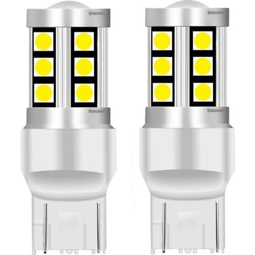 2PCS NEW T20 7443 W21/5W 15 SMD 3030 LED Car Tail Lamp Turn Signals Motor Brake Bulb Daytime Running Lights Red White Amber