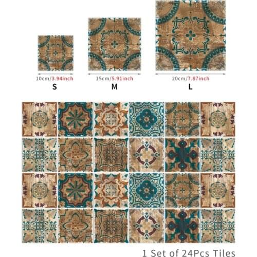 2021 New 24pcs Backsplash Tile Stickers Peel Stick Floor Staircase Decals Waterproof Removable Wall Murals for Bathroom Kitchen