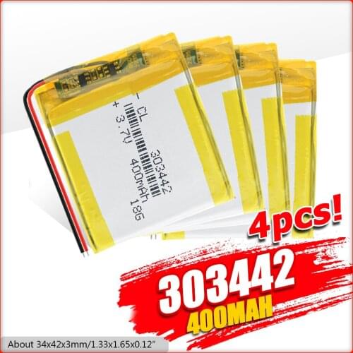 303442 Rechargeable 3.7V 400mAh Lipo Battery Lithium Polymer Replacement Battery Lipo cells For GPS DVD MP3 MP4 Headphone