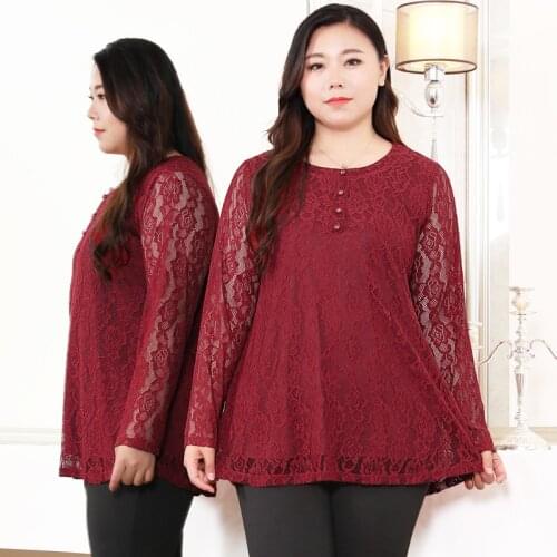 4XL To 10XL Plus Size Women Tops Lace Shirts Spring Autumn Long Sleeve Casual Blouses Plus Size Clothing for Women