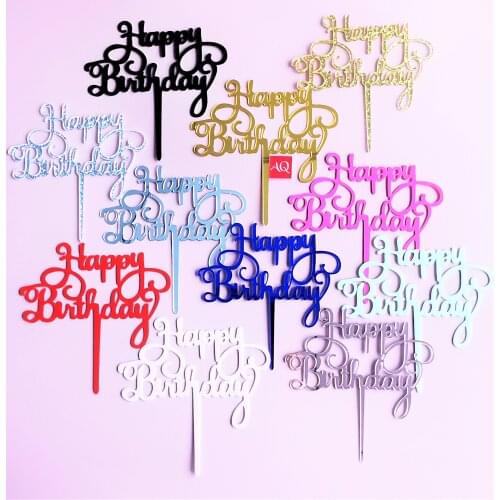 Acrylic Happy Birthday Cake Topper Birthday Party Supplies Cake Decorations Celebrate Birthday Dessert Gifts For Kids Baby