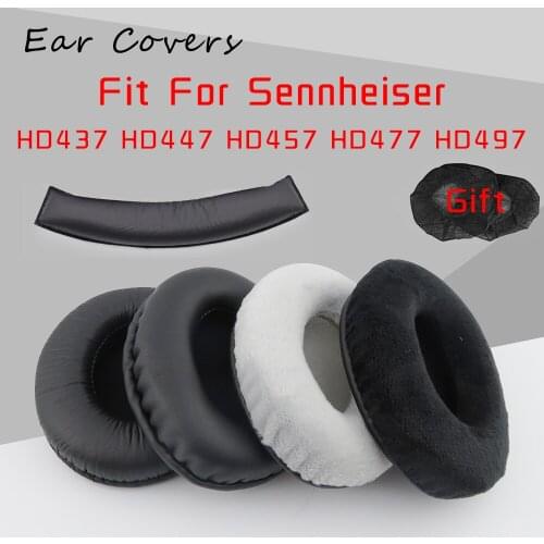 Ear Pads For Sennheiser HD437 HD447 HD457 HD477 HD497 Headband Headphone Earpads Replacement Headset PU Leather Sponge Foam