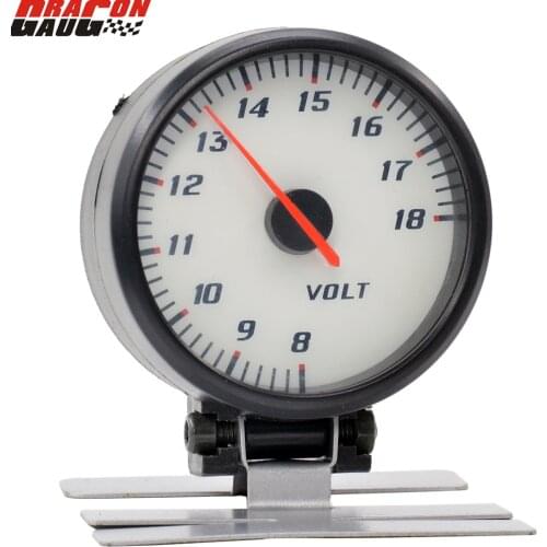 Dragon gauge 60MM Stepping motor Auto Volt gauge 8-18 voltage Meter White Face Blue Backlight self check function Free Shipping