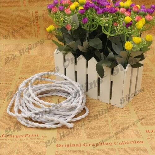 White Color - 5m/lot 2x0.75 Vintage rope Wire Twisted Cable Retro Braided Electrical Wire Fabric Wire DIY Pendant Lamp Wire Lamp