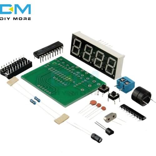 AT89C2051 Digital LED Display 4 Bits Electronic Clock Electronic Production Suite DIY Kit 0.56 Inch Red Two Alarm