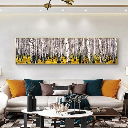 Silver Birch Forest Landscape Decorative Painting HD Print on Canvas Poster Wall Art Picture for Living Room Sofa Cuadros