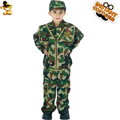DSPLAY Kids Camouflage Uniform Cosplay New Style Boys Handsome Soldier Costume Fancy Suit Halloween Party
