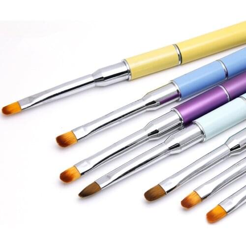Double-ended Nail Art Brush Spatula Metal Paint Draw French Liner Gradient Flat Builder Pen Tools Manicure Cream Mixing Makeup