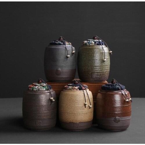 Chinese Style Retro Ceramic Tea Caddy Mini Sealed Pu'er Dried Fruit Storage Jar Portable Travel Tea Storage Tank Container