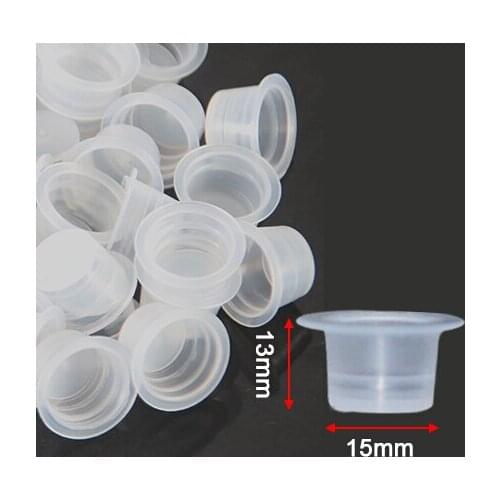 2000101 /1000pcs 15mm Large Size Clear White Tattoo Ink Cups For Permanent Makeup Caps Supply