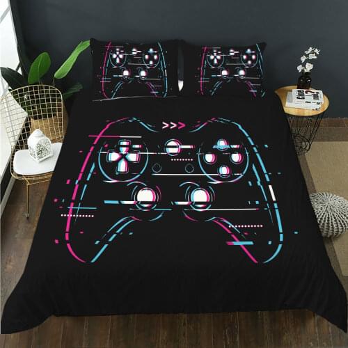 BailiPromise Bedding Set Queen Size Duvet Cover Creative Black Comforter Bed Cover Set Housse De Couette Bedclothes Game console