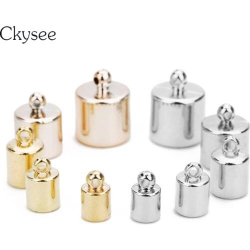 Ckysee 100Pcs/lot Gold Rose Gold CCB Spacer End Caps Tassel Crimp End Beads Connector Hole 4/5/7/8/10mm Diy Jewelry Findings