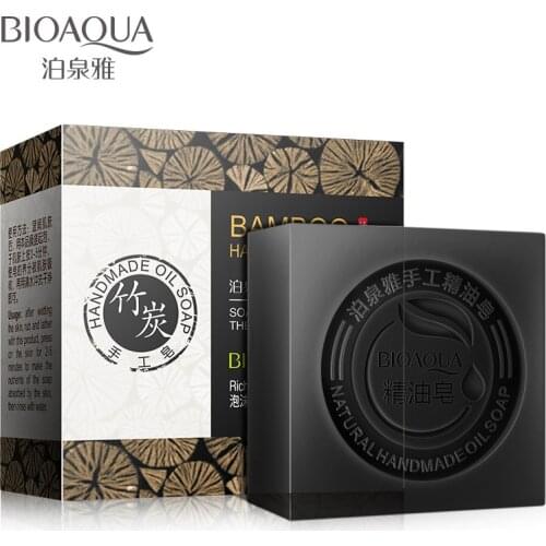 2pcs bioaqua beauty product bamboo charcoal black soap for skin cleaning