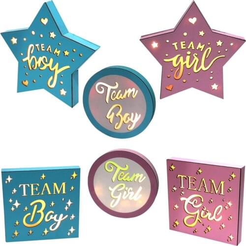 Wooden Baby Hundred Days Party Decorations Decorations For Showers Or Gender Revealing LED Lights Pendant Crafts