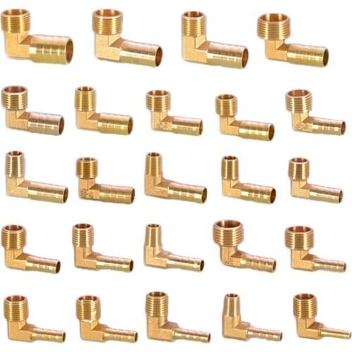90 Elbow Brass Male Thread Fitting 1/8" 1/4" 3/8" 1/2" 3/4" x Barb Hose Tail End Connector For Air Fuel Pipe Fitting Adapter