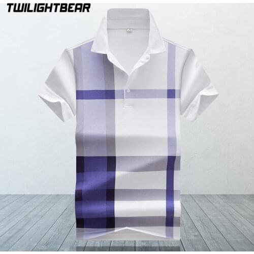Fashion Mens Polo Shirt Short Sleeve Summer Male Plaid Fit Slim Cotton Casual Polo Shirts Men Brand Clothing Shirt Af8001